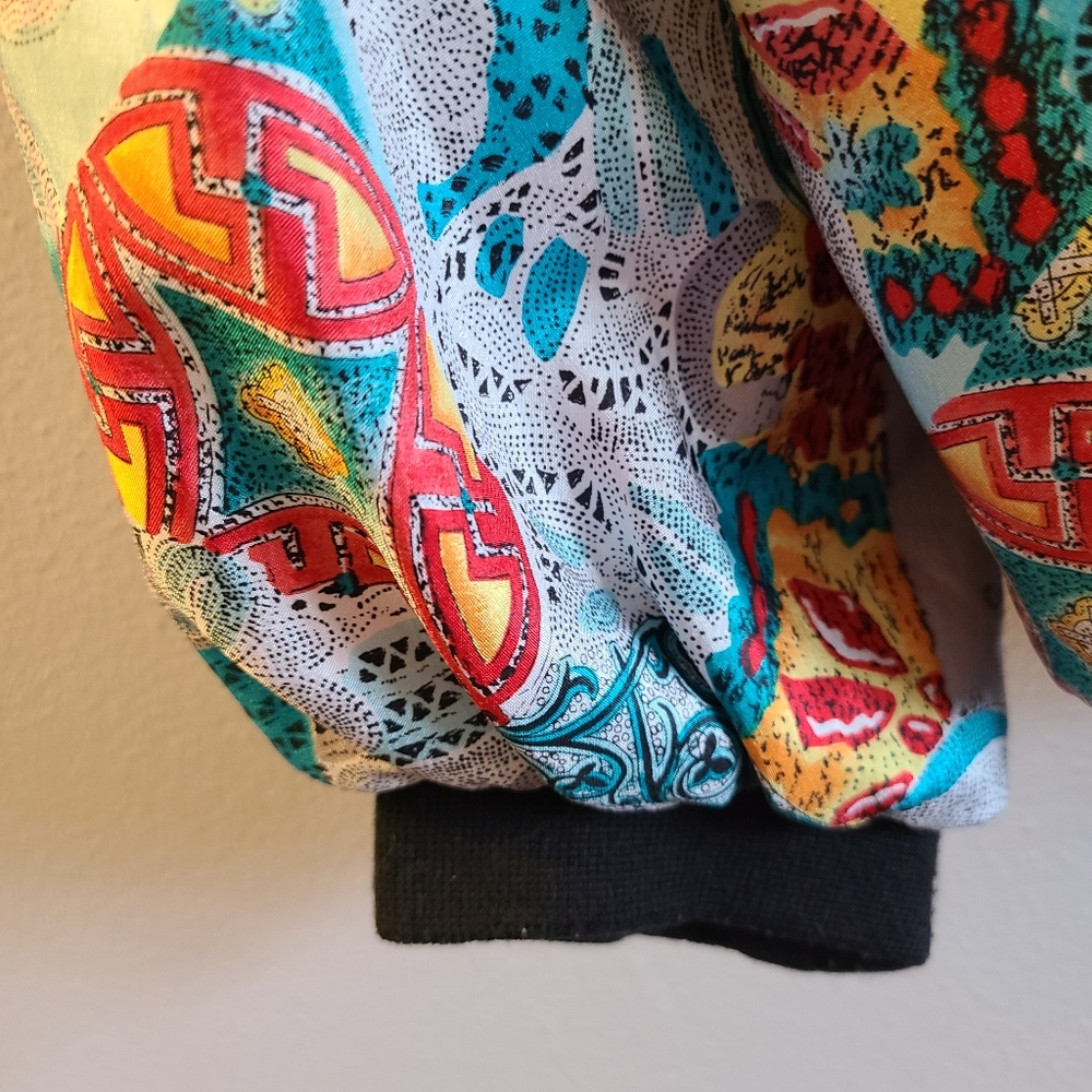 Vintage Casual Isle Colorful Print Bomber Jacket Womens Size Small, Bust 21.5" - Picture 9 of 9
